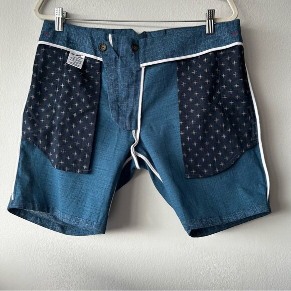 18 WAITS Men's Signature Shorts Denim Blue color - Picture 8 of 11